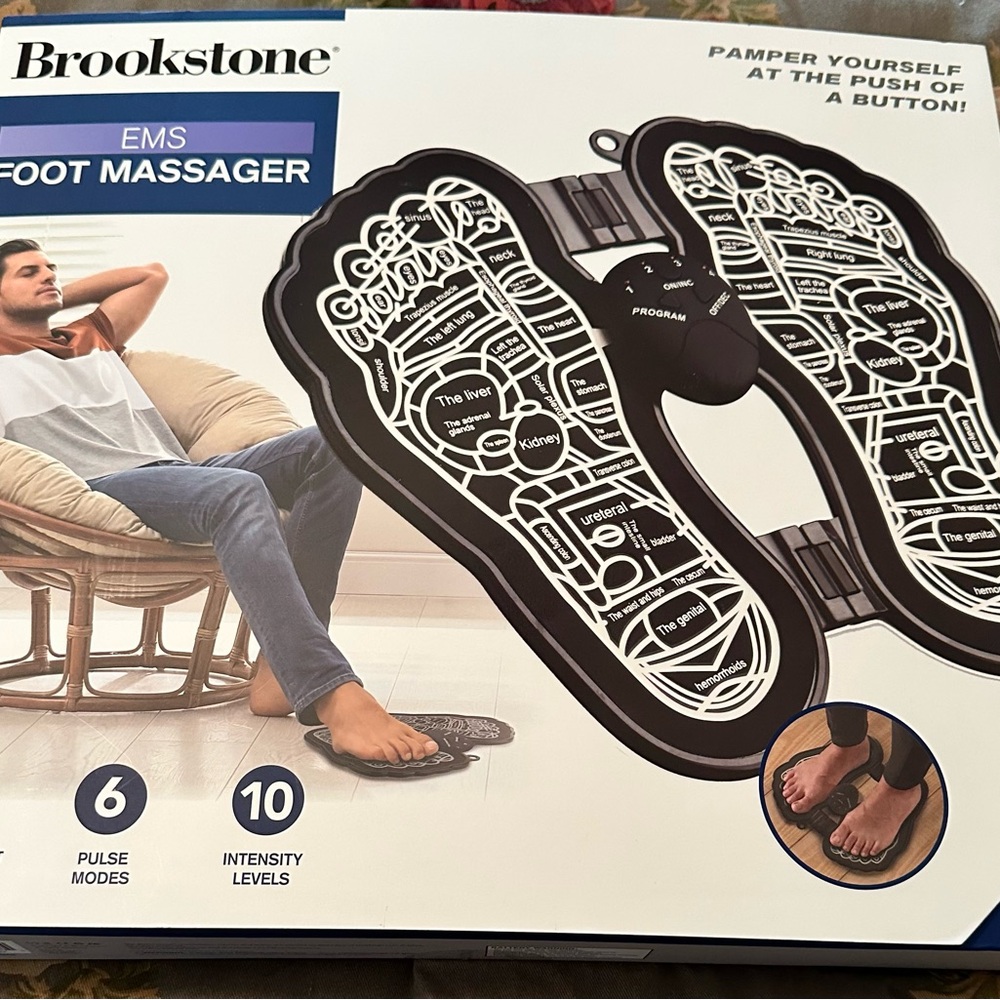 Brookstone Black and White EMS Foot Massager